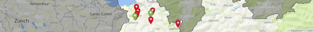 Kartenansicht für Apotheken-Notdienste in der Nähe von Sibratsgfäll (Bregenz, Vorarlberg)